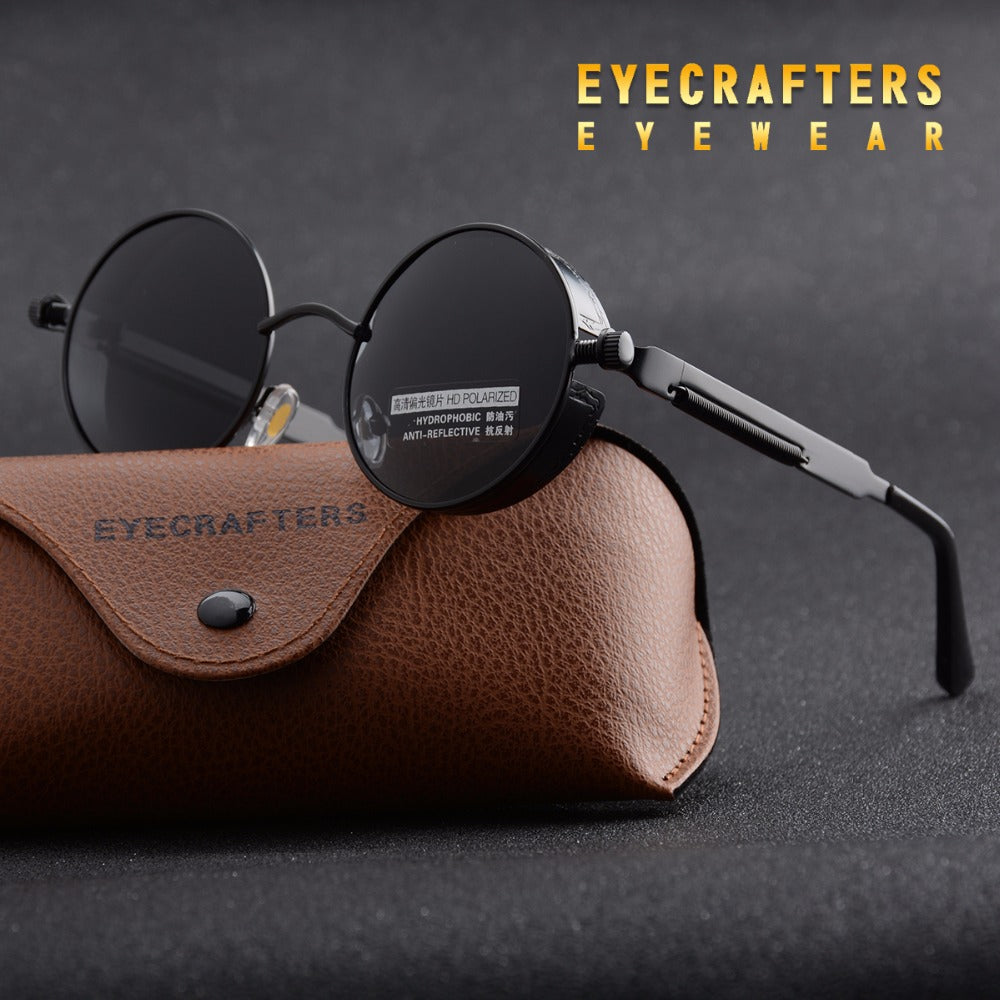 2020 Round Metal Polarized Sunglasses Gothic Steampunk Sunglasses Mens Womens Fashion Retro Vintage Shield Eyewear Shades