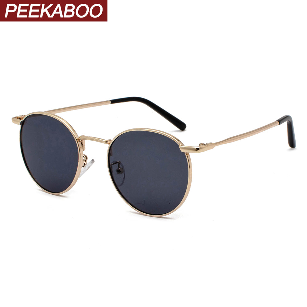 Peekaboo clear lens metal sunglasses retro woman yellow red male sun glasses round gold 2020 uv400 birthday gift items