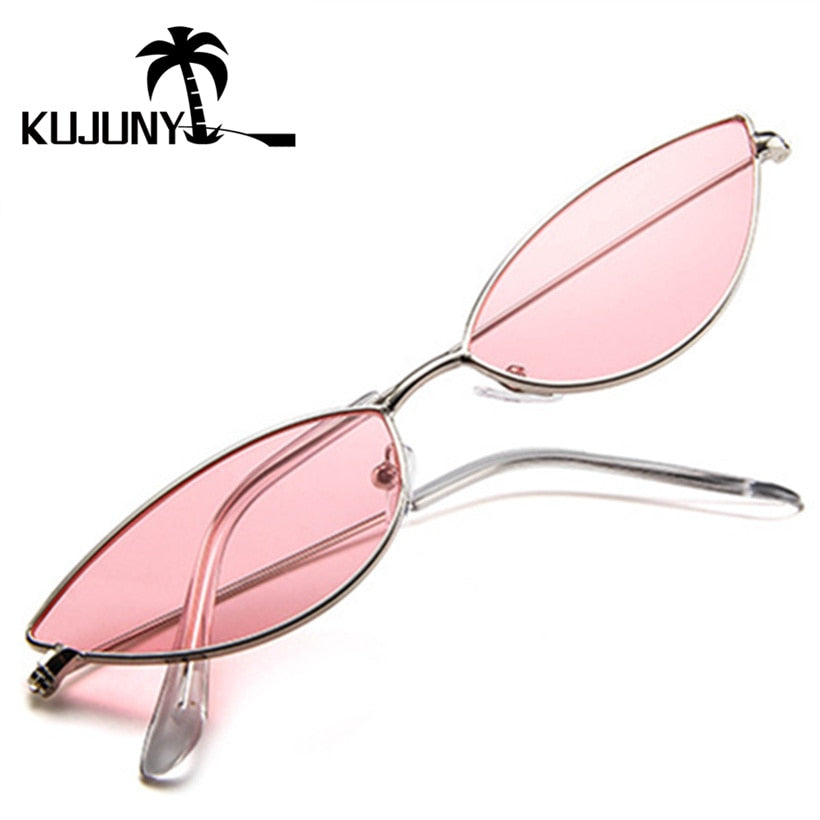 KUJUNY Women Cat Eye Sunglasses Cute Sexy Brand Designer Glasses Summer Retro Small Frame Black Red Cateye Sun Glasses