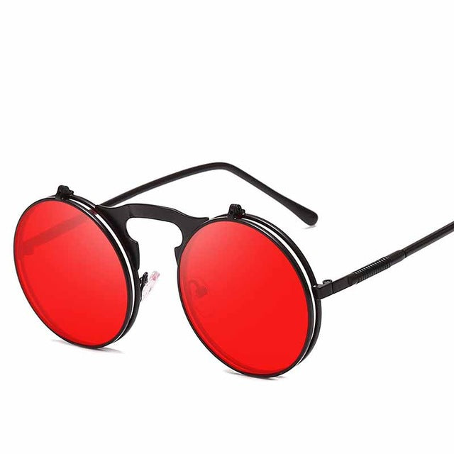 2019 Fashion Classic Men Round Flip Cover Sunglasses Steampunk Women Retro Circle Small Frame Sun Glasses Eyewear UV400