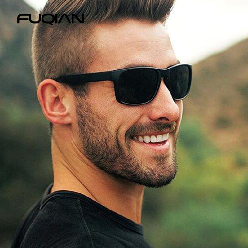 FUQIAN 2020 Fashion Square Polarized Sunglasses Men Vintage Plastic Male Sun Glasses Stylish Black Sport Shades UV400