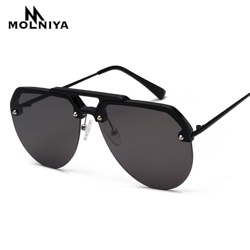 NEW Fashion Semi Rimless Pilot Red Sunglasses Women Luxury Oversized Sun Glasses for Men Twin Beam Vintage Retro Sunglass UV400