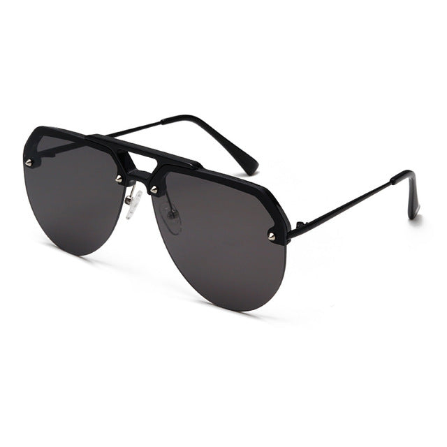 NEW Fashion Semi Rimless Pilot Red Sunglasses Women Luxury Oversized Sun Glasses for Men Twin Beam Vintage Retro Sunglass UV400